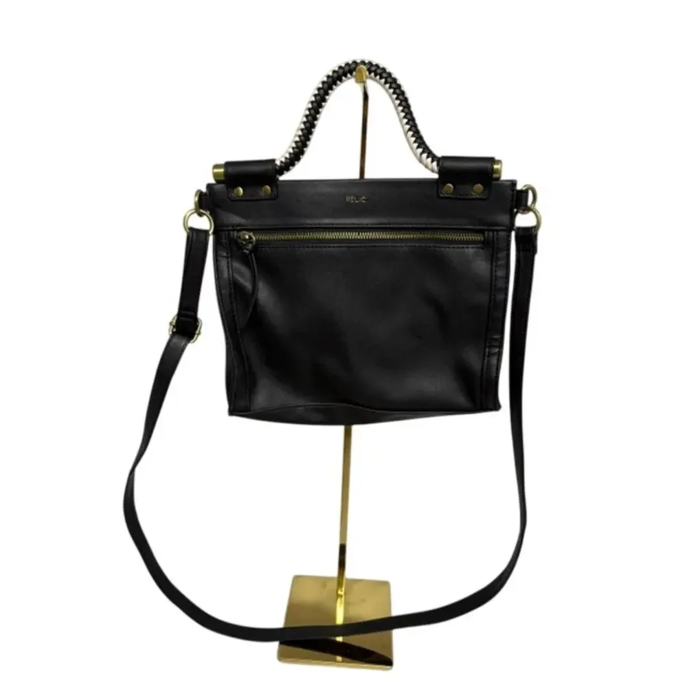 Relic by Fossil Black Faux Leather Crossbody Bag Braided Handle Gold Hardware